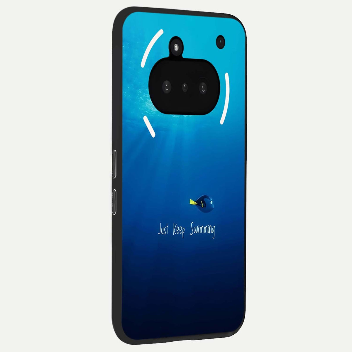  Just Keep Swimming phone case For Nothing Phone 3A showing premium glass back cover with detailed artwork