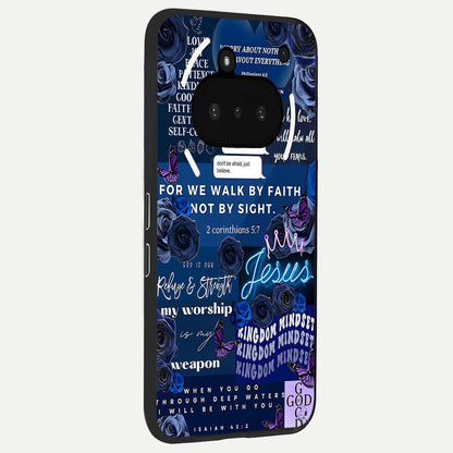 Kingdom Faith Glow phone case For Nothing Phone 3A showing premium glass back cover with detailed artwork