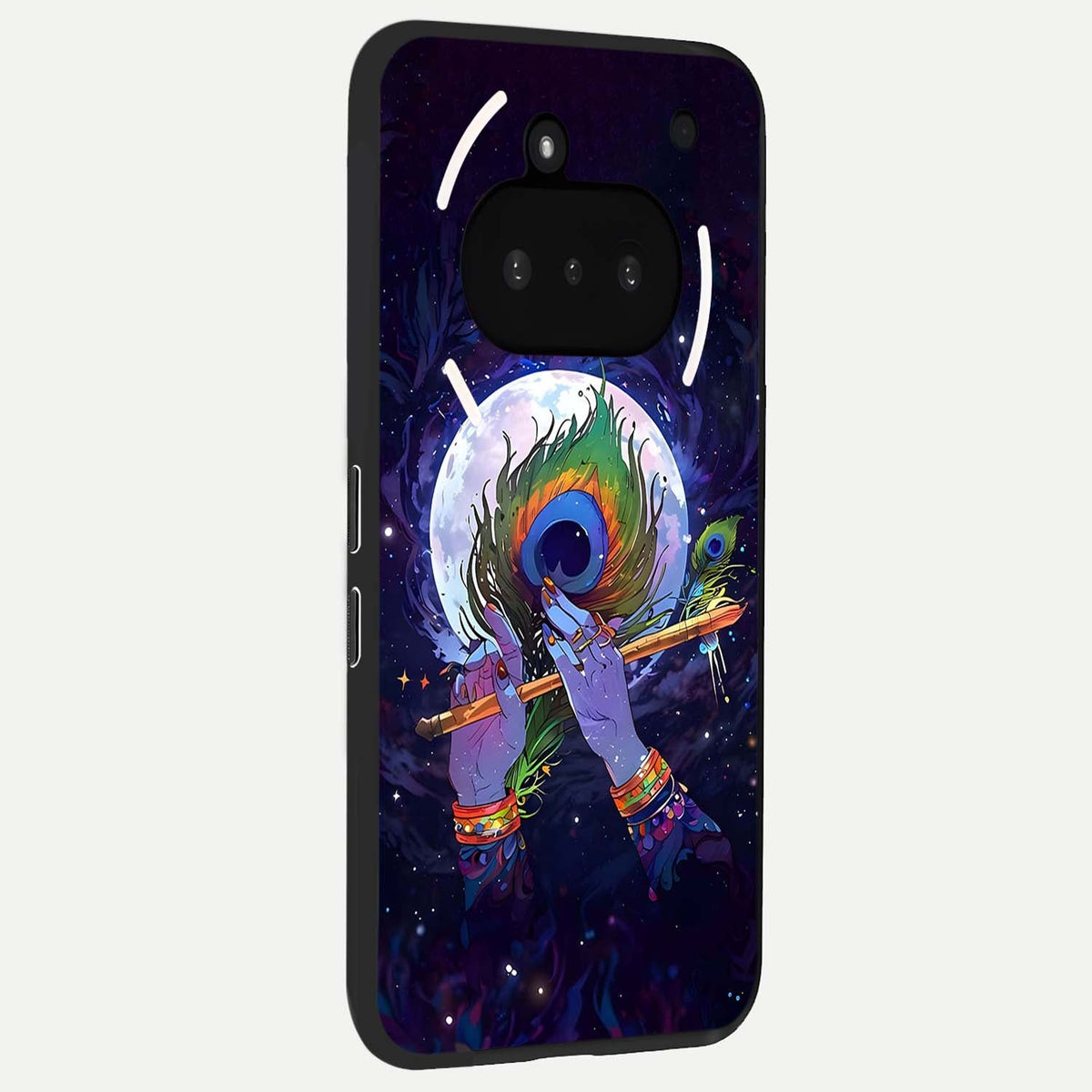  Krishna Hands Art phone case For Nothing Phone 3A showing premium glass back cover with detailed artwork