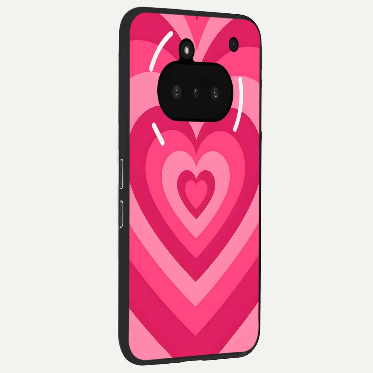  Layered Love Hearts phone case For Nothing Phone 3A showing premium glass back cover with detailed artwork