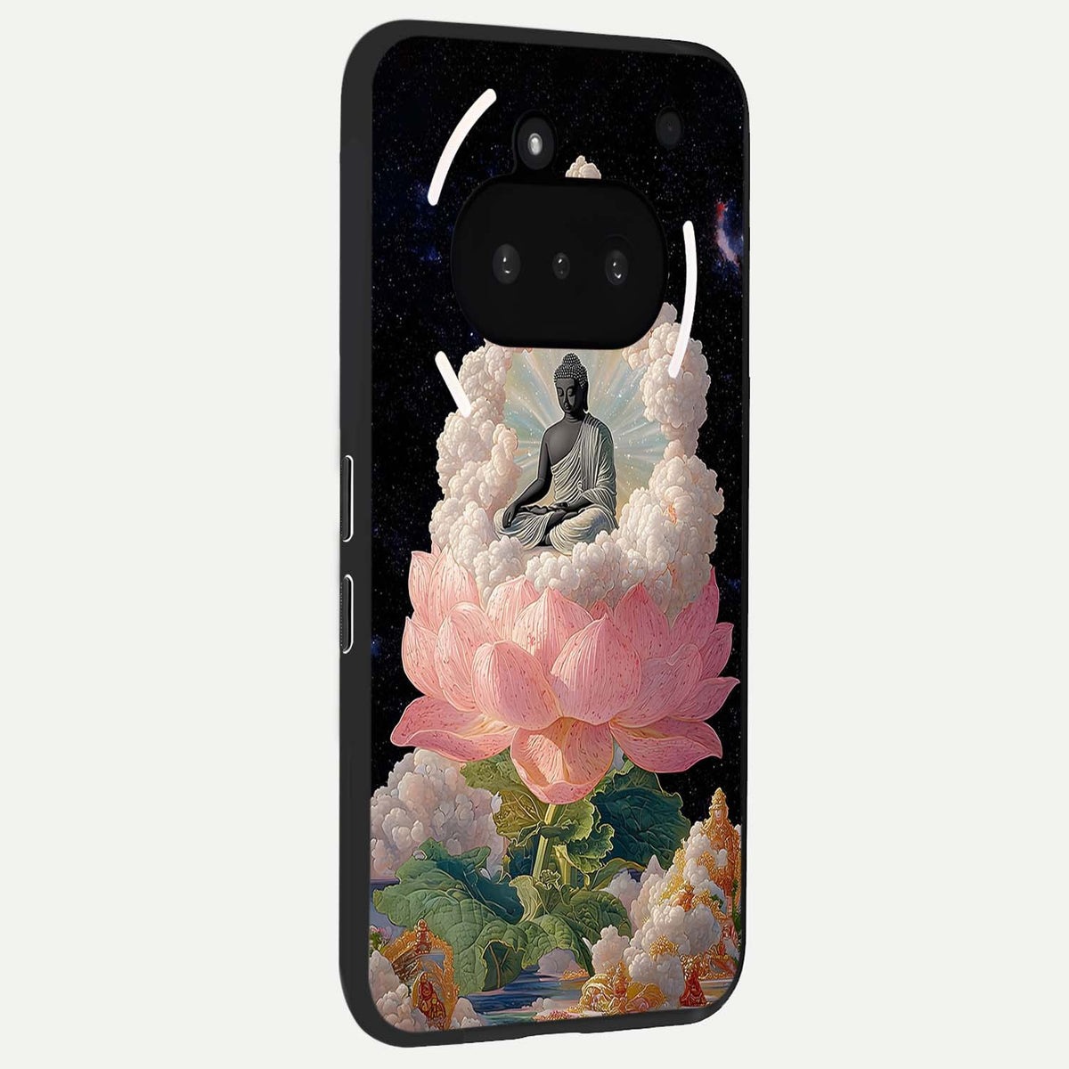  Lotus Divine Peace phone case For Nothing Phone 3A showing premium glass back cover with detailed artwork