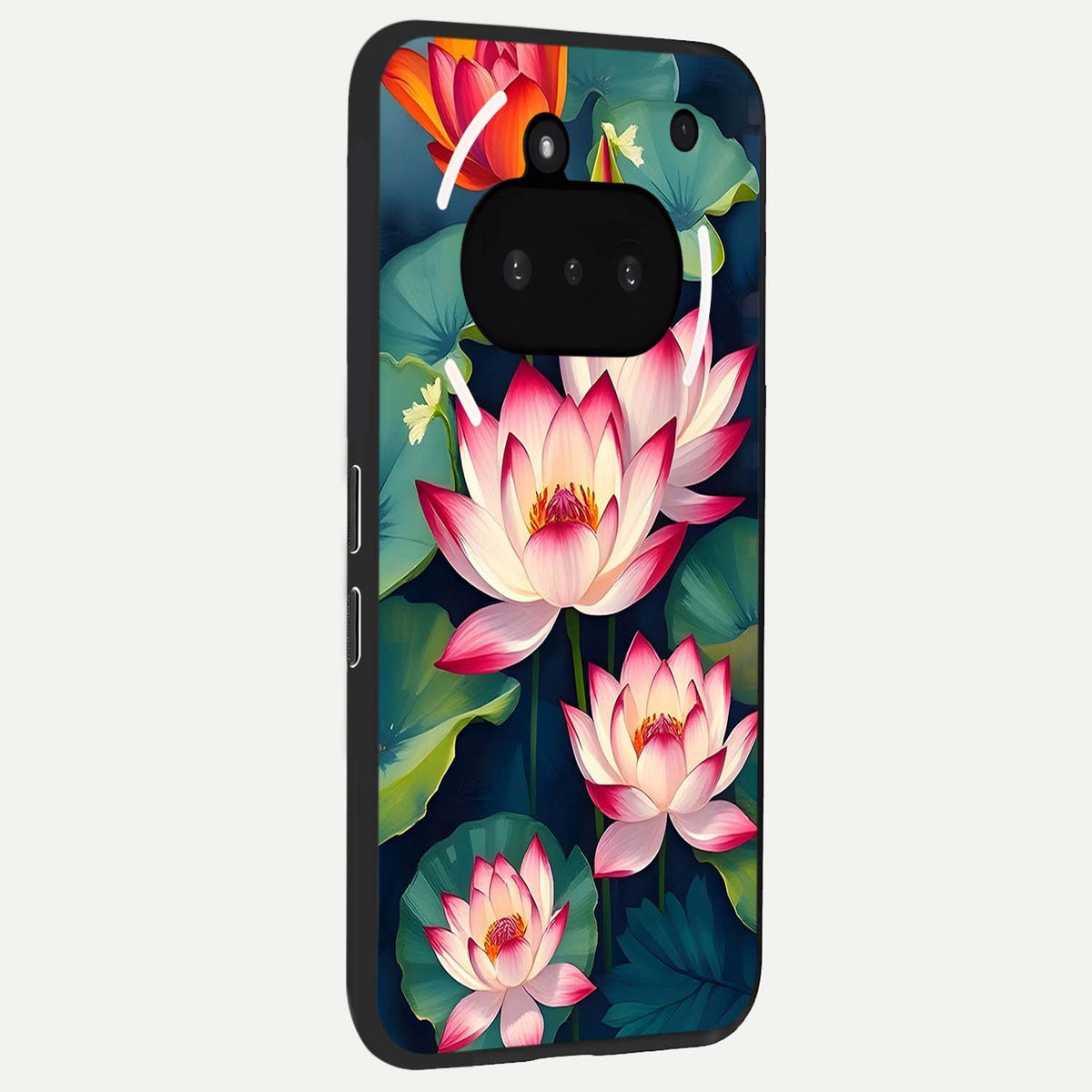  Lotus Dream Serenity phone case For Nothing Phone 3A showing premium glass back cover with detailed artwork