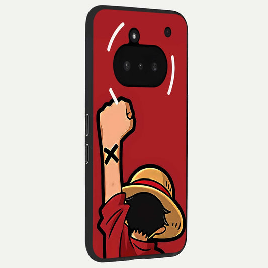  Luffy X Spirit phone case For Nothing Phone 3A showing premium glass back cover with detailed artwork