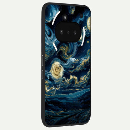  Midnight Sky Whirl phone case For Nothing Phone 3A showing premium glass back cover with detailed artwork