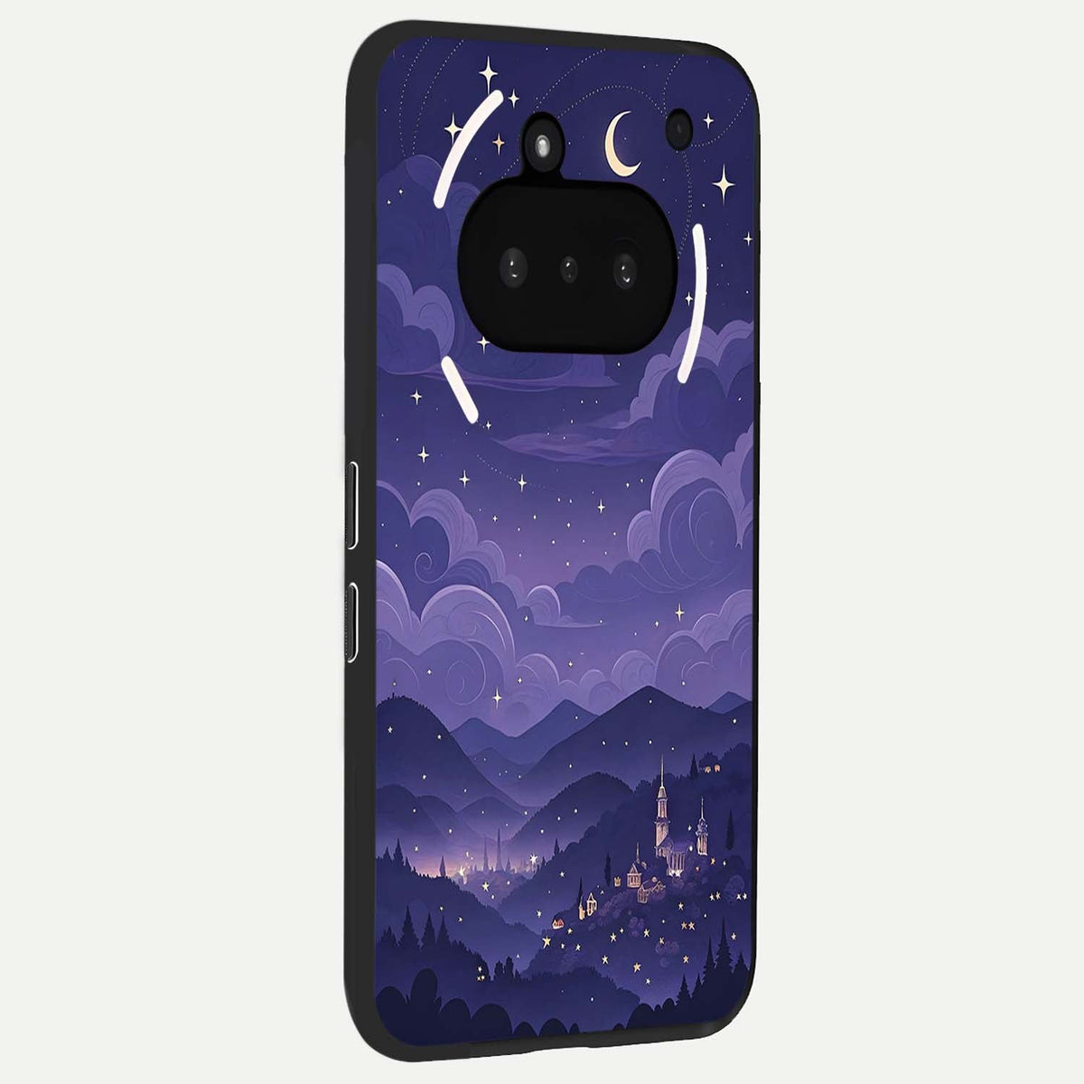 Minimal Night View phone case For Nothing Phone 3A showing premium glass back cover with detailed artwork