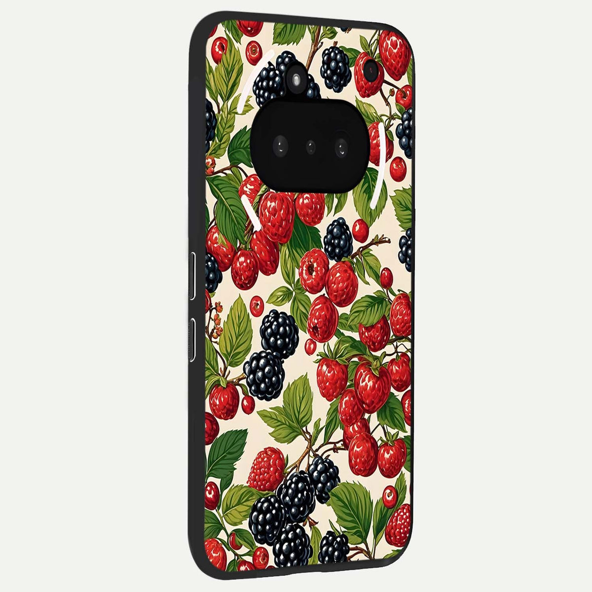  Mixed Berry Collage phone case For Nothing Phone 3A showing premium glass back cover with detailed artwork