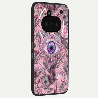  Money Eye Luxe phone case For Nothing Phone 3A showing premium glass back cover with detailed artwork