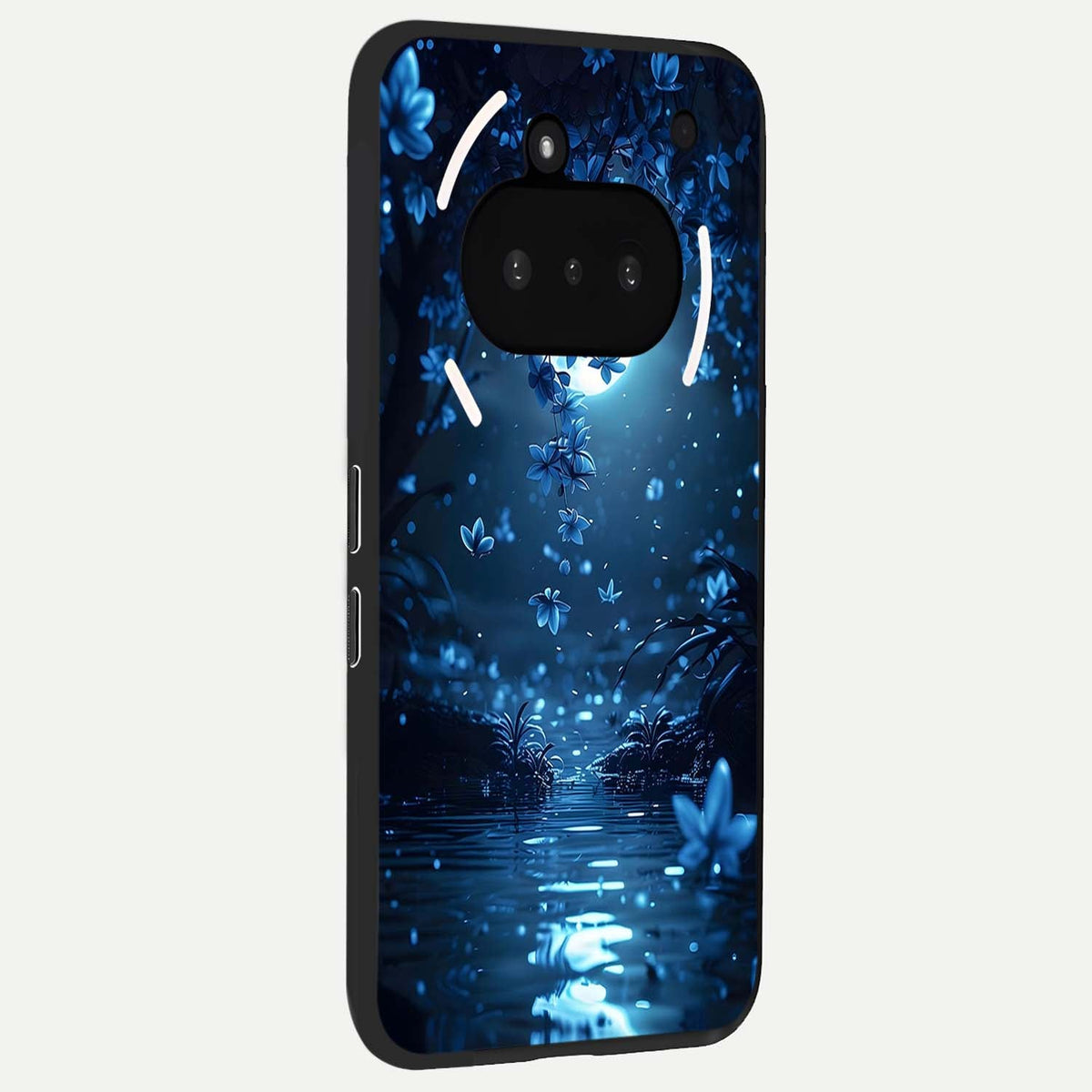  Moonlight Petal Dream phone case For Nothing Phone 3A showing premium glass back cover with detailed artwork
