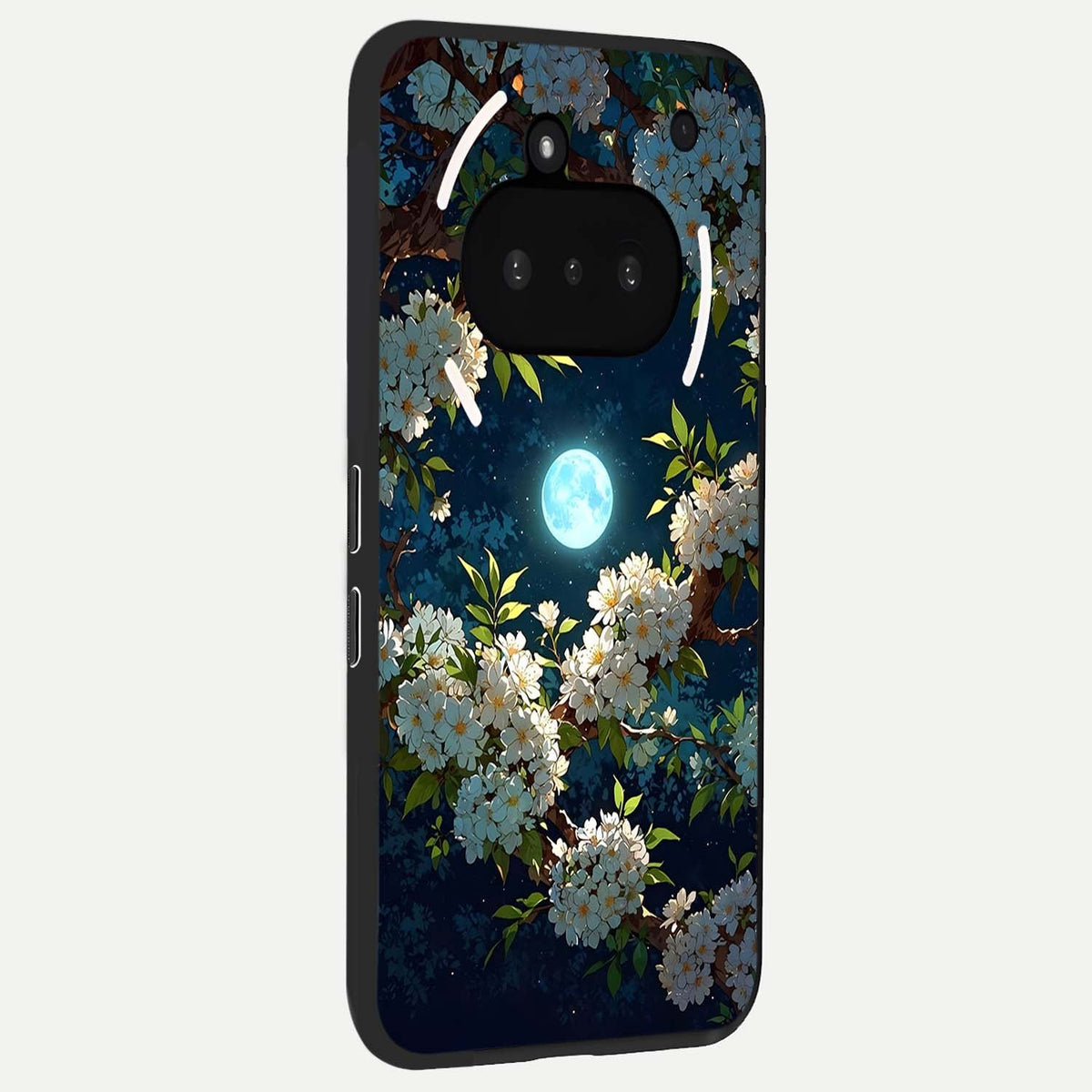  Moonlit Blossom Dream phone case For Nothing Phone 3A showing premium glass back cover with detailed artwork
