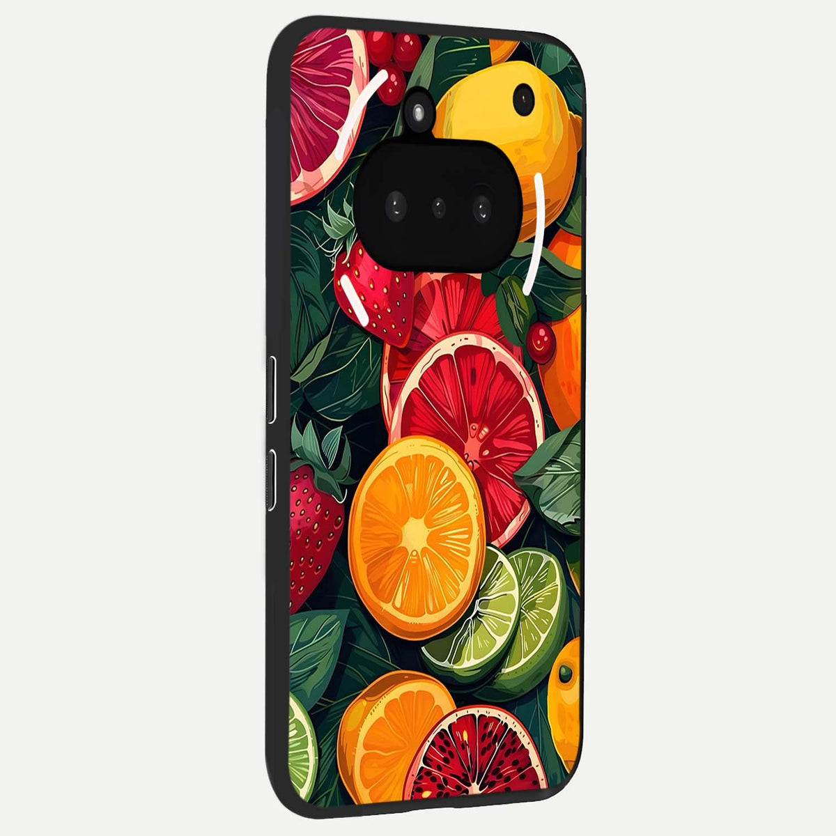  Multiple Fruits phone case For Nothing Phone 3A showing premium glass back cover with detailed artwork