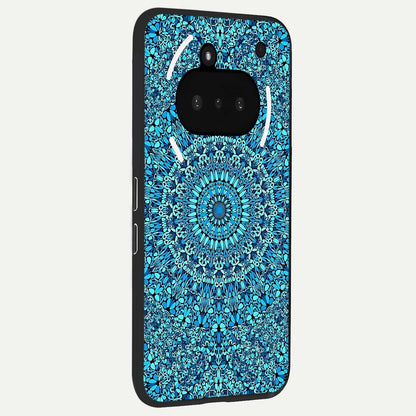  Ocean Bloom Mandala phone case For Nothing Phone 3A showing premium glass back cover with detailed artwork