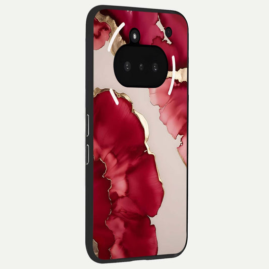  Pink And White Marble phone case For Nothing Phone 3A showing premium glass back cover with detailed artwork