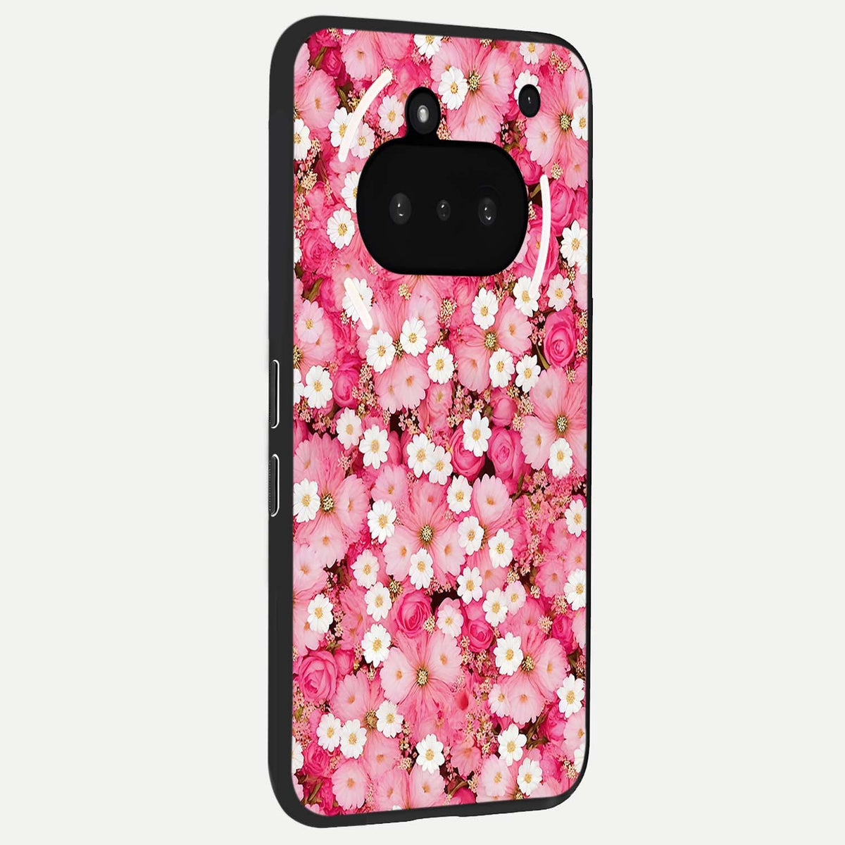  Pink Daisy Bliss phone case For Nothing Phone 3A showing premium glass back cover with detailed artwork