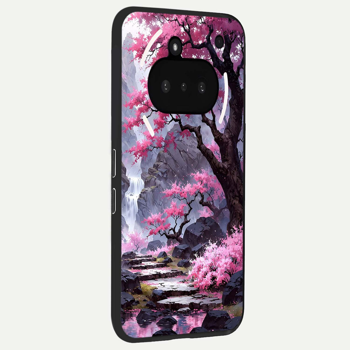  Pink Sunflower Glow phone case For Nothing Phone 3A showing premium glass back cover with detailed artwork