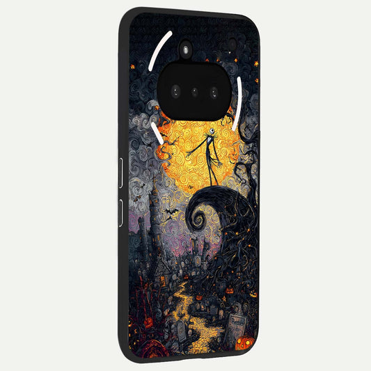  Pumpkin Moon Night phone case For Nothing Phone 3A showing premium glass back cover with detailed artwork