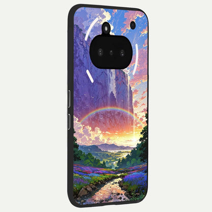  Rainbow Valley Dream phone case For Nothing Phone 3A showing premium glass back cover with detailed artwork