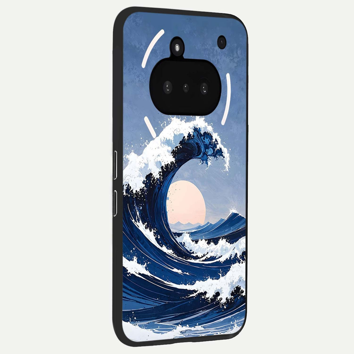  Rising Tide Power phone case For Nothing Phone 3A showing premium glass back cover with detailed artwork