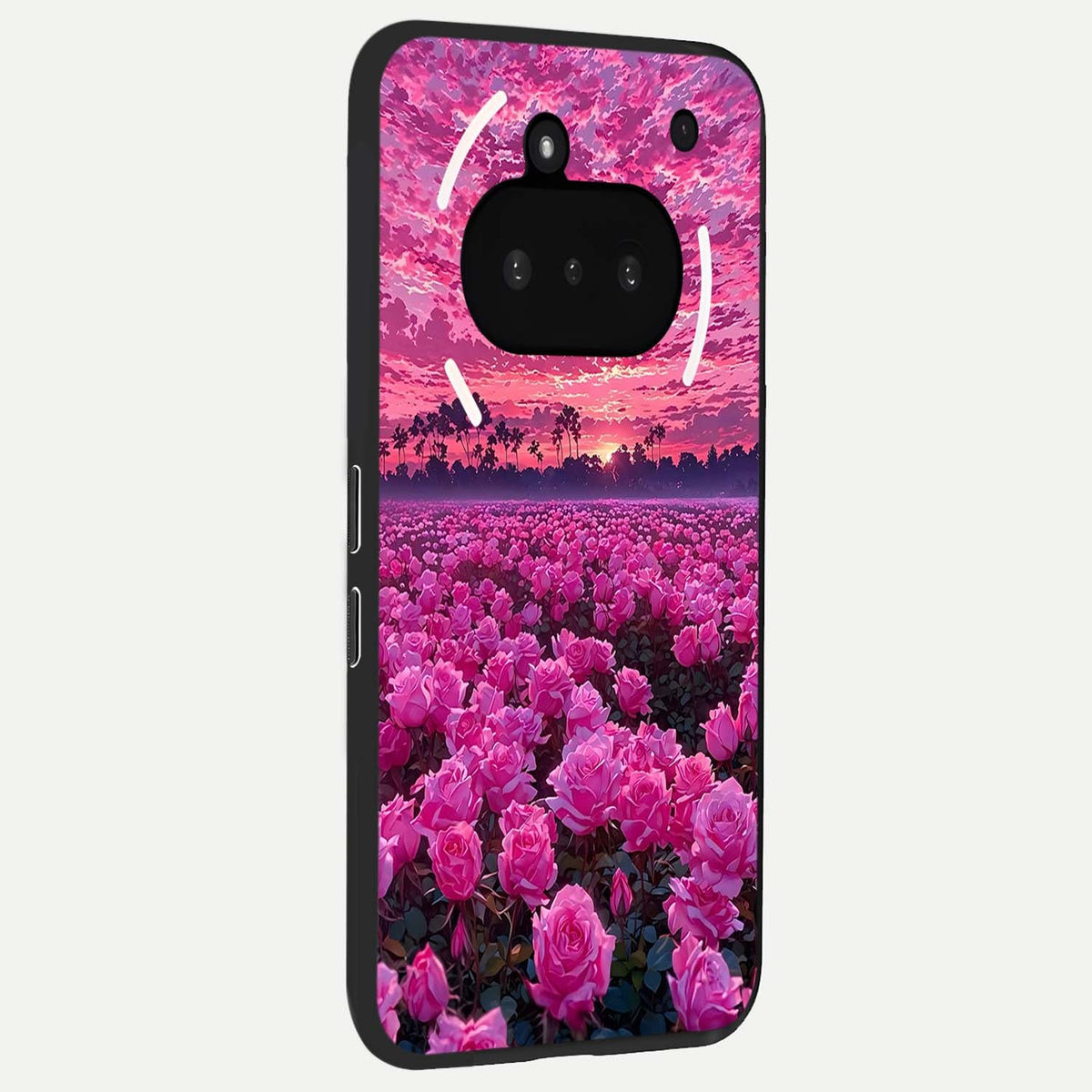  Rose Sunset Valley phone case For Nothing Phone 3A showing premium glass back cover with detailed artwork