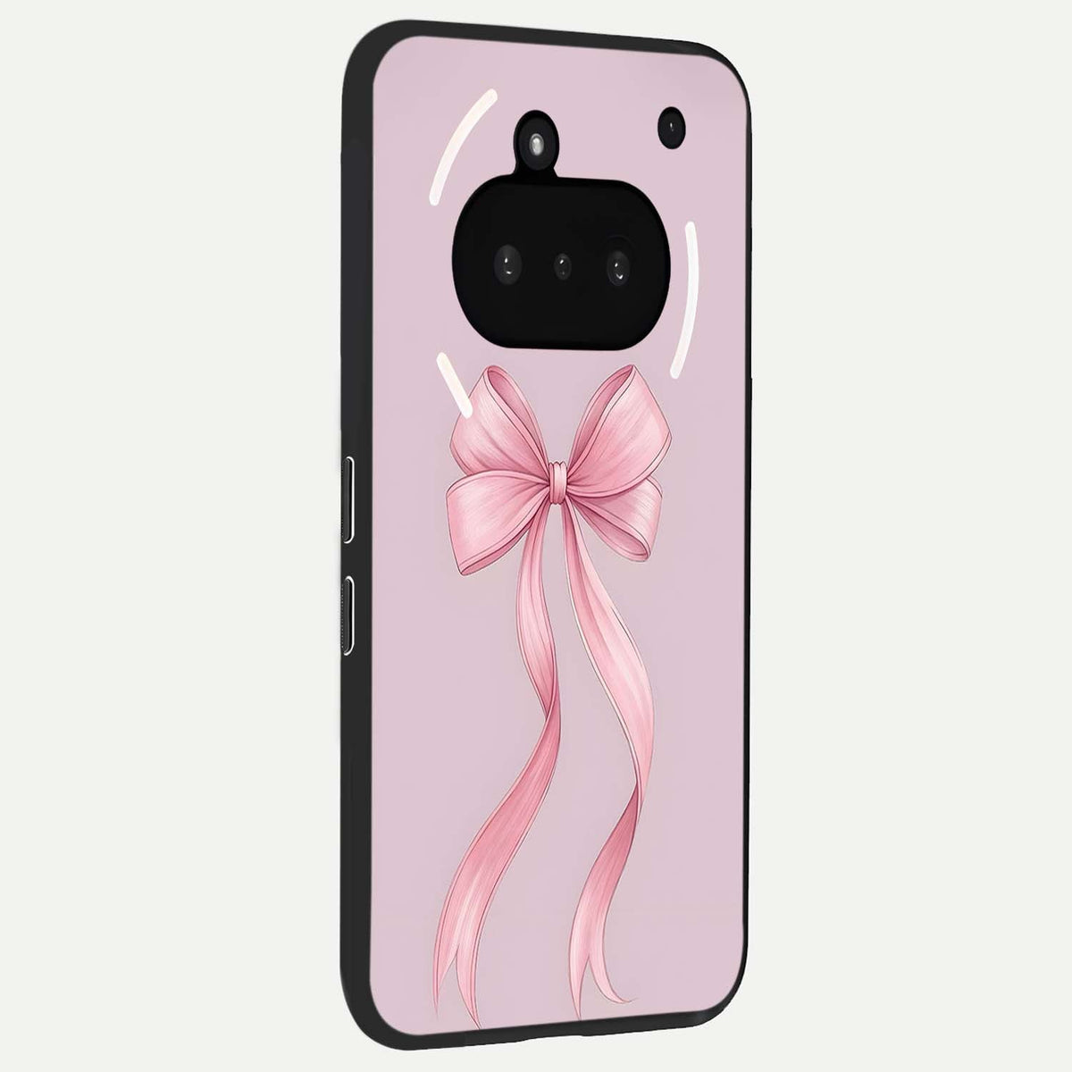 Soft Blush Bow phone case For Nothing Phone 3A showing premium glass back cover with detailed artwork