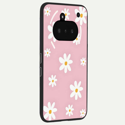  Soft Daisy Bliss phone case For Nothing Phone 3A showing premium glass back cover with detailed artwork