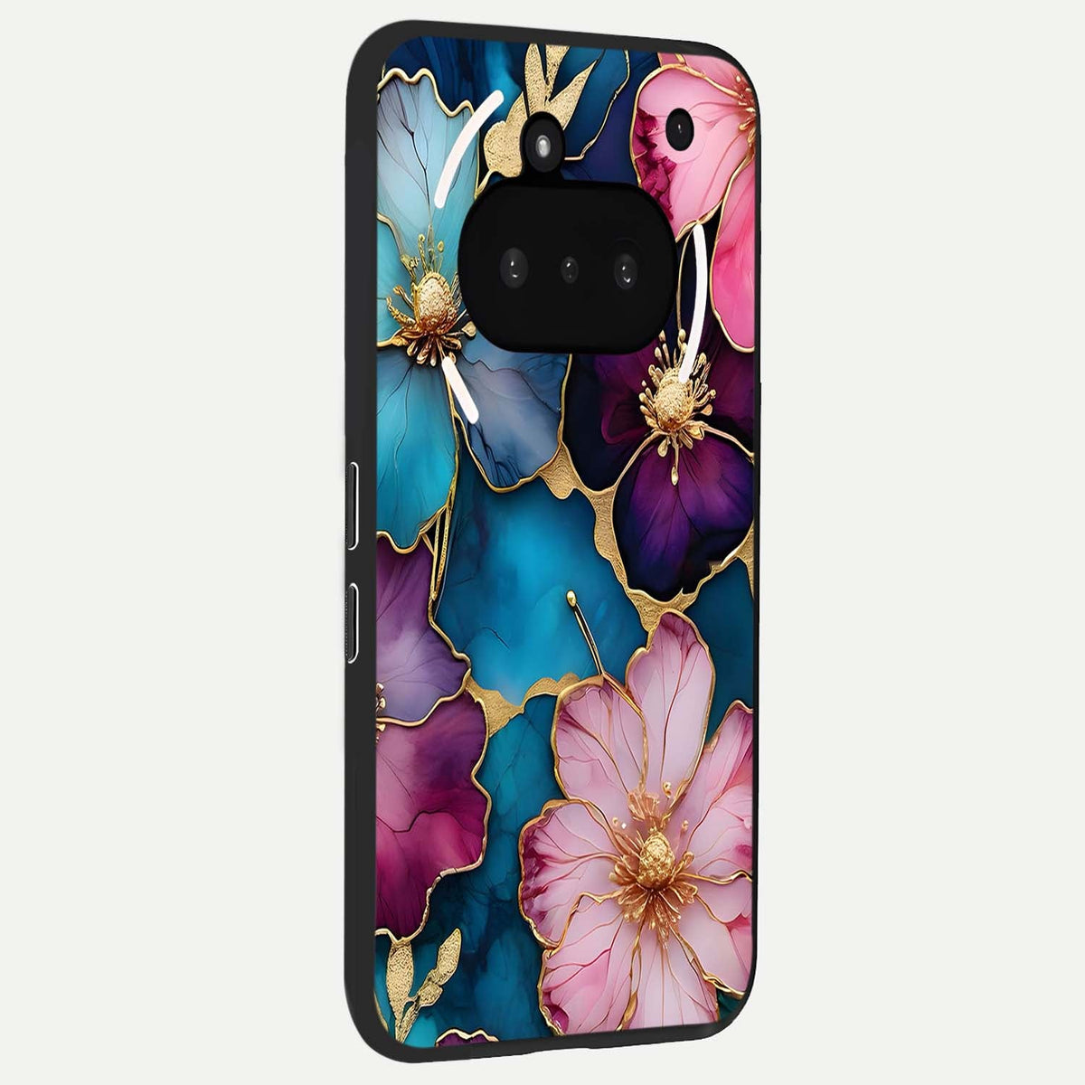  Sparkle Floral phone case For Nothing Phone 3A showing premium glass back cover with detailed artwork