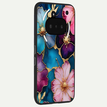  Sparkle Floral phone case For Nothing Phone 3A showing premium glass back cover with detailed artwork