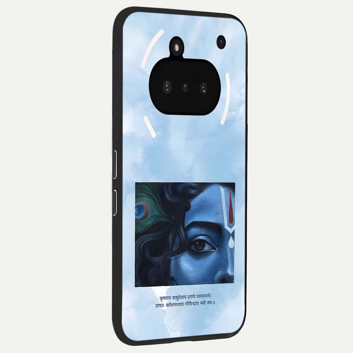  Spiritual Krishna phone case For Nothing Phone 3A showing premium glass back cover with detailed artwork