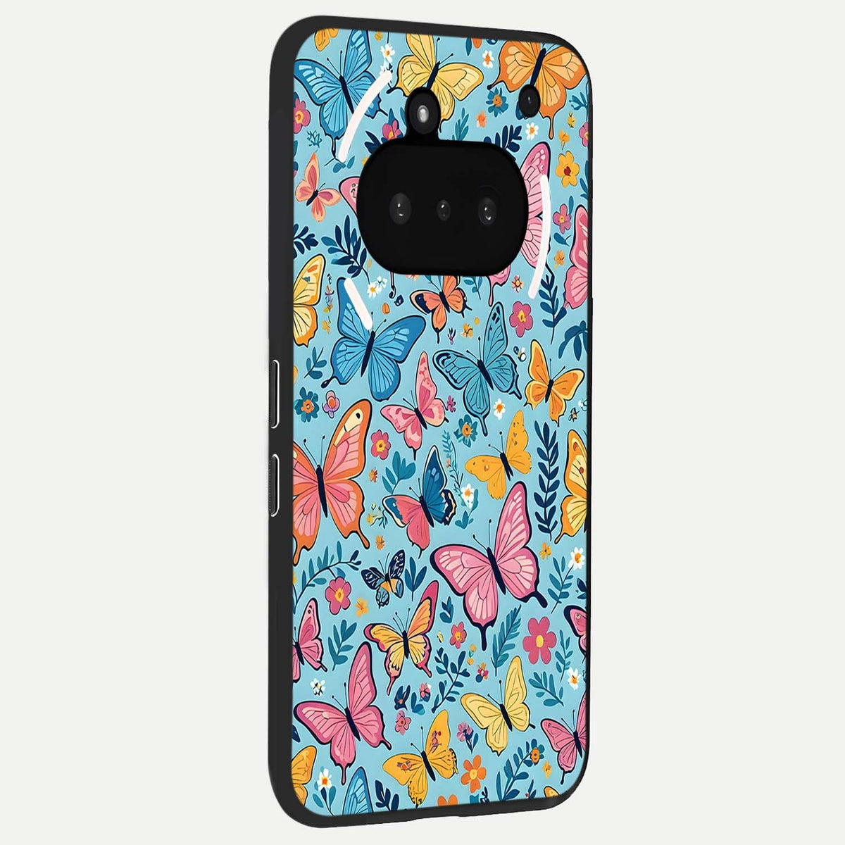  Spring Wing Garden phone case For Nothing Phone 3A showing premium glass back cover with detailed artwork