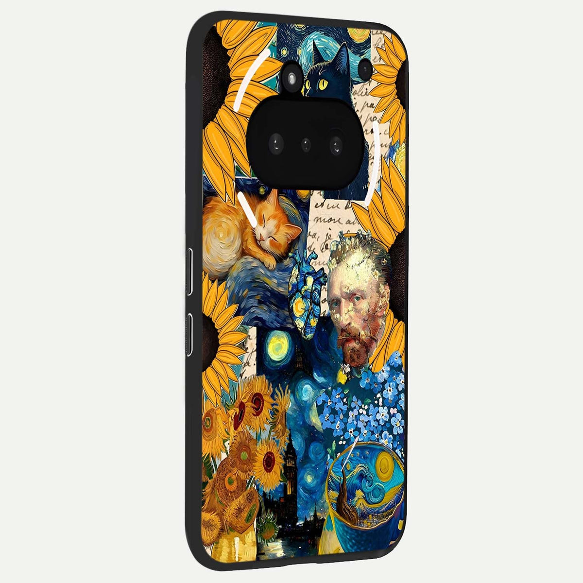  Sunflower Chic Mood Custom Name phone case For Nothing Phone 3A showing premium glass back cover with detailed artwork
