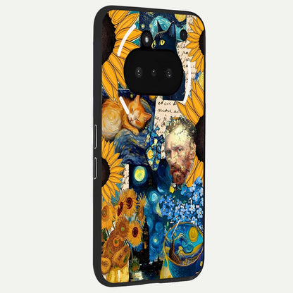  Sunflower Chic Mood Custom Name phone case For Nothing Phone 3A showing premium glass back cover with detailed artwork