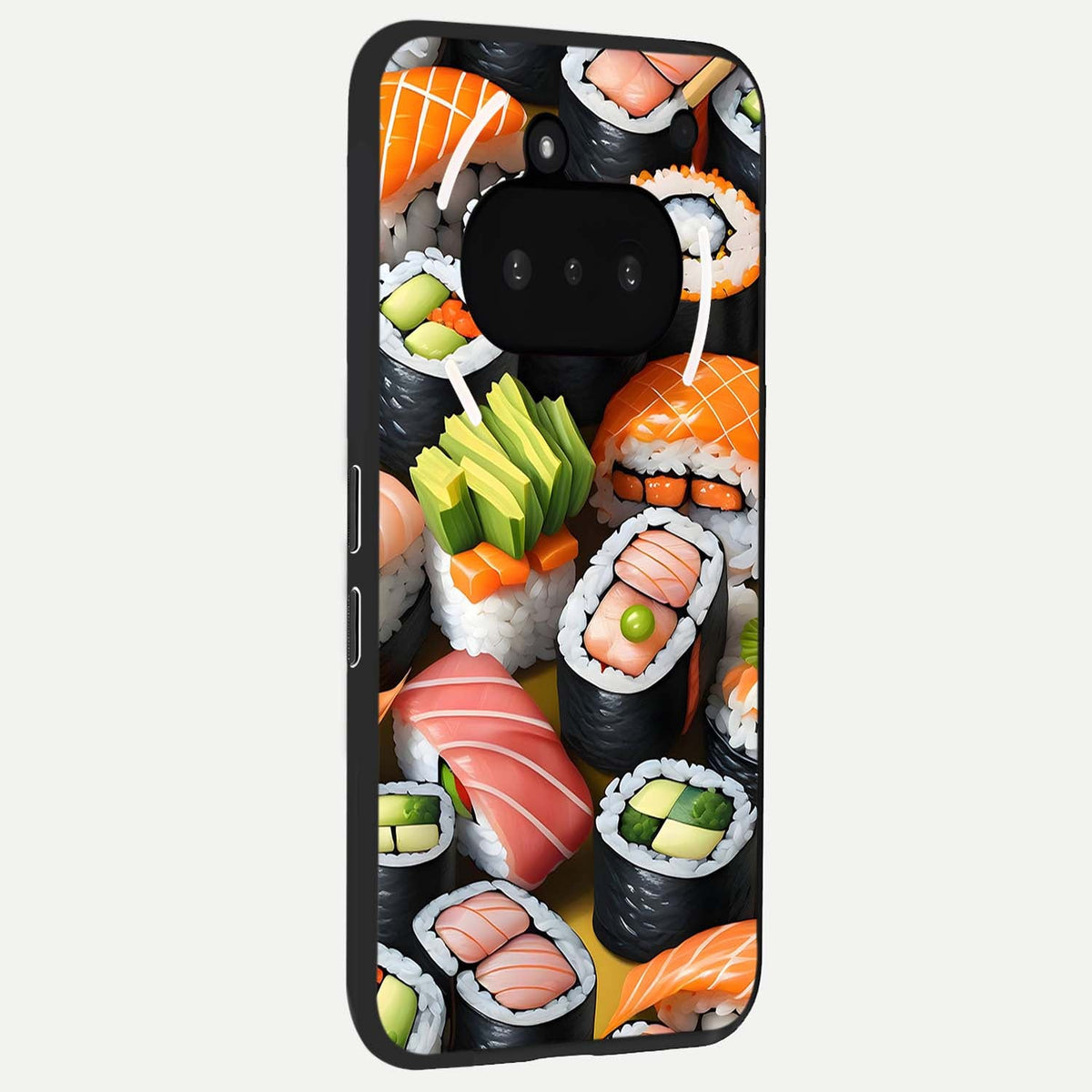 Sushi Food Pattern phone case For Nothing Phone 3A showing premium glass back cover with detailed artwork