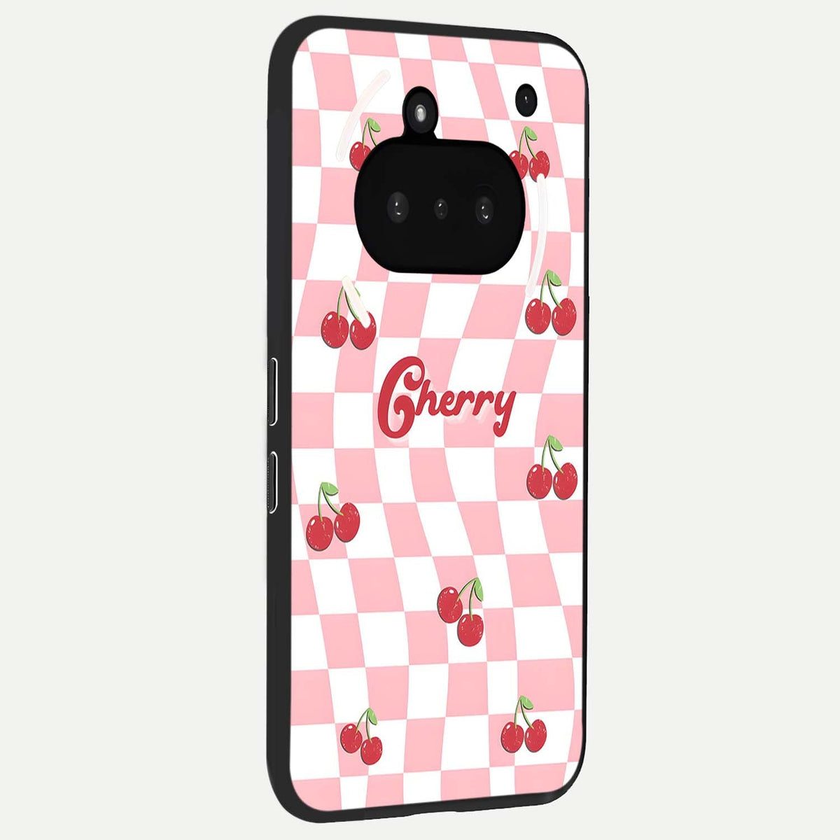  Sweet Cherry Vibes phone case For Nothing Phone 3A showing premium glass back cover with detailed artwork