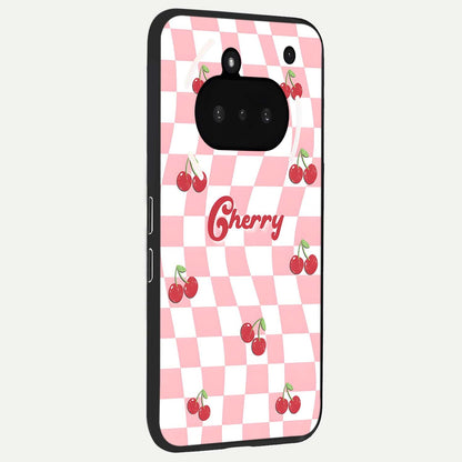  Sweet Cherry Vibes phone case For Nothing Phone 3A showing premium glass back cover with detailed artwork