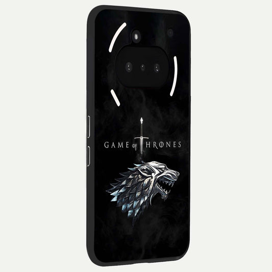  Throne Wolf Legacy phone case For Nothing Phone 3A showing premium glass back cover with detailed artwork