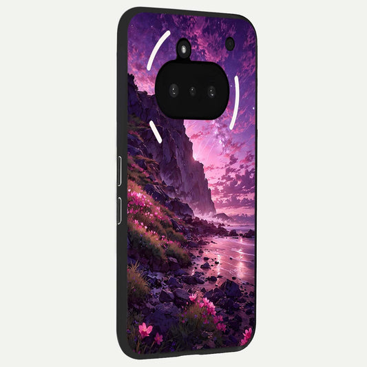  Twilight Blossom Coast phone case For Nothing Phone 3A showing premium glass back cover with detailed artwork