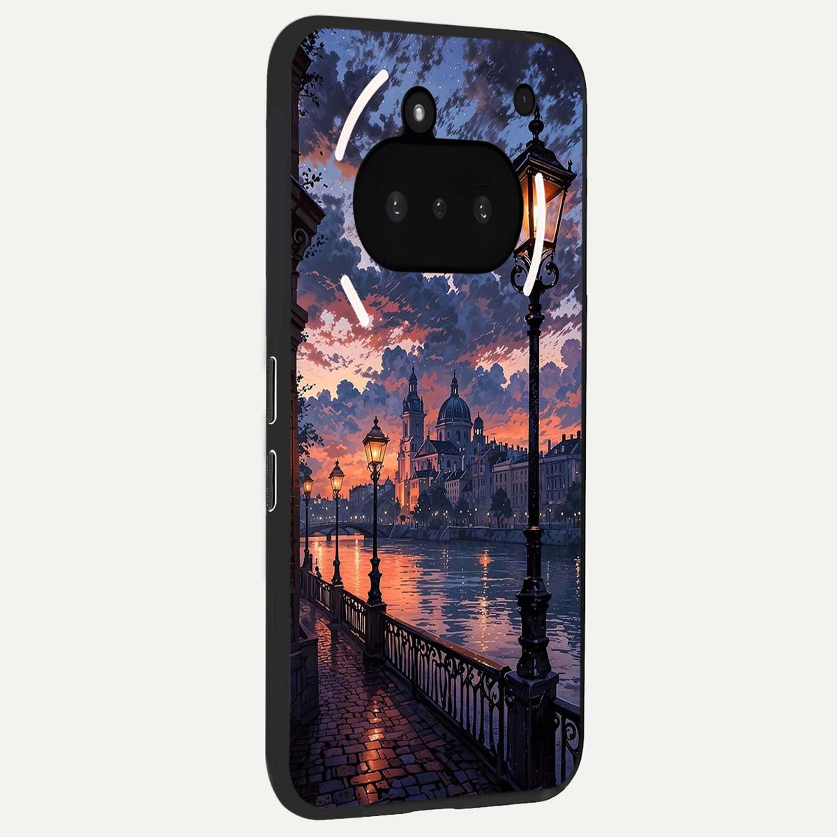  Twilight River Lights phone case For Nothing Phone 3A showing premium glass back cover with detailed artwork