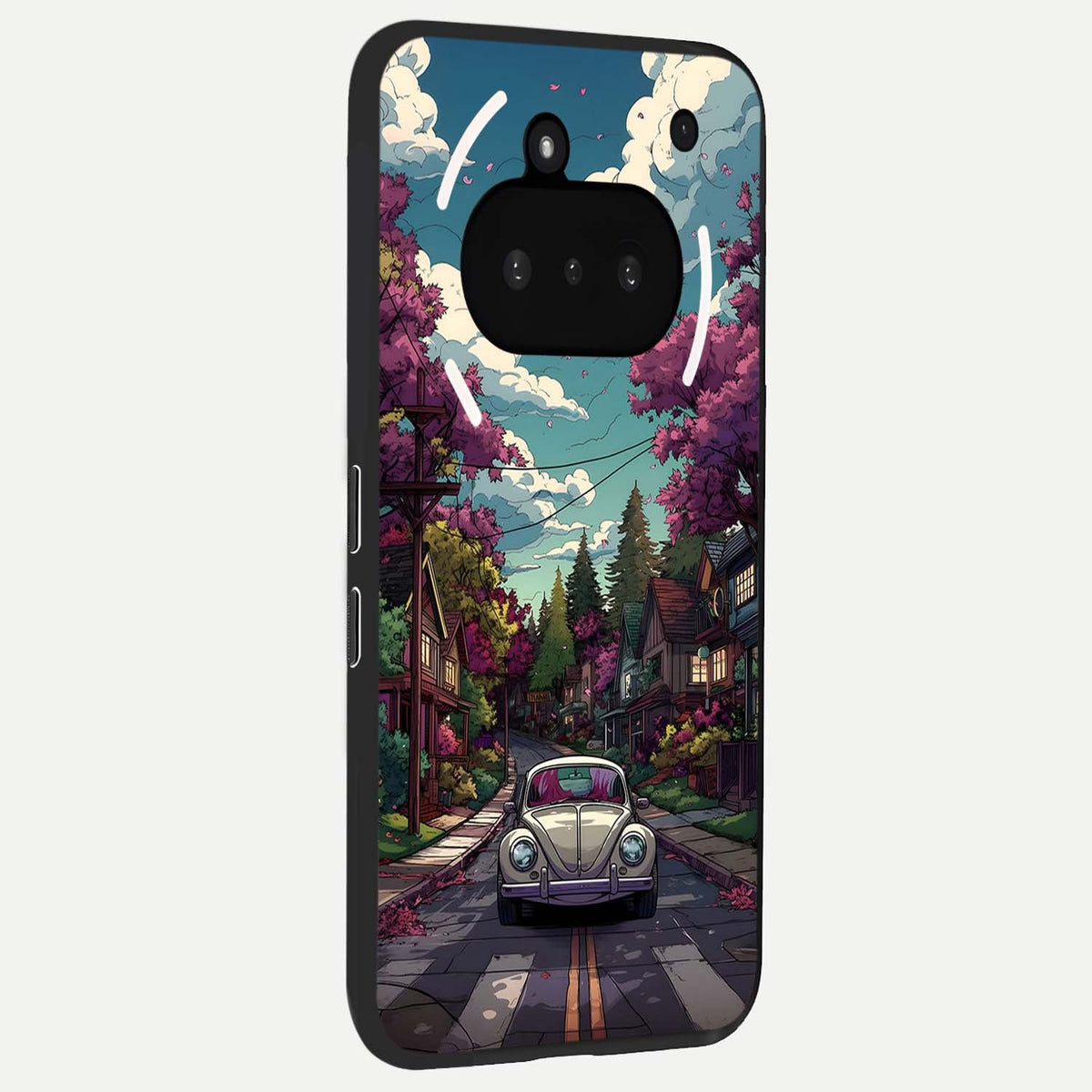  Vintage Street Drive phone case For Nothing Phone 3A showing premium glass back cover with detailed artwork