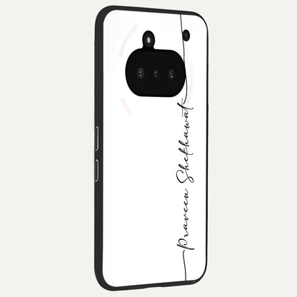  White Tune Custom Name phone case For Nothing Phone 3A showing premium custom name glass back cover