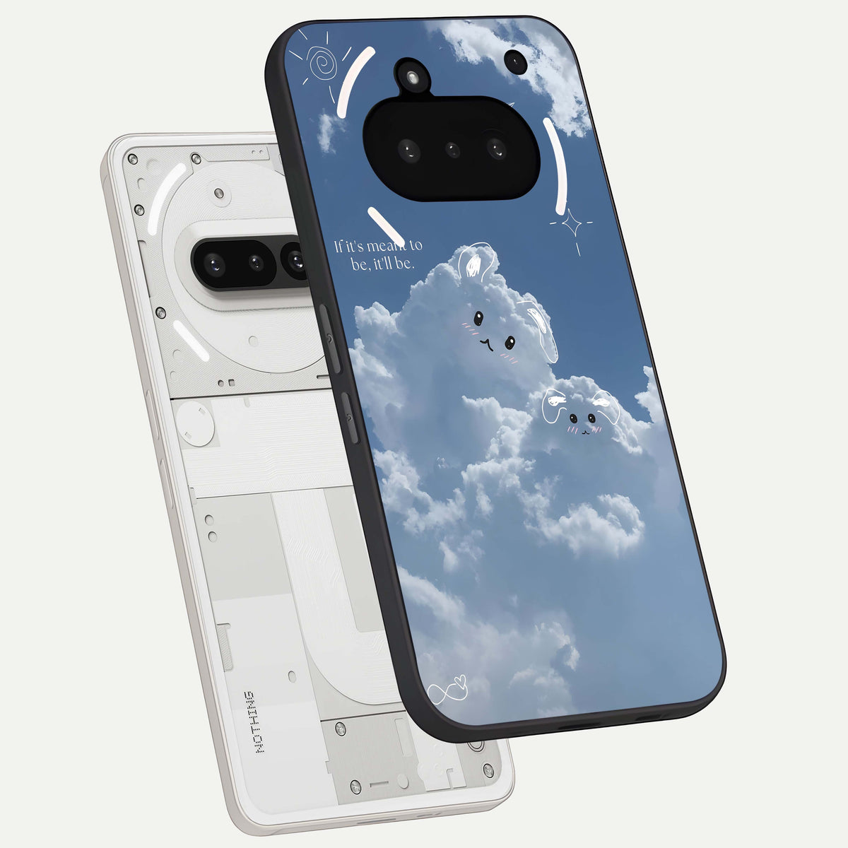  Cloud Bunny Dreams back cover For Nothing Phone 3A slim fit glass case with vibrant aesthetic design