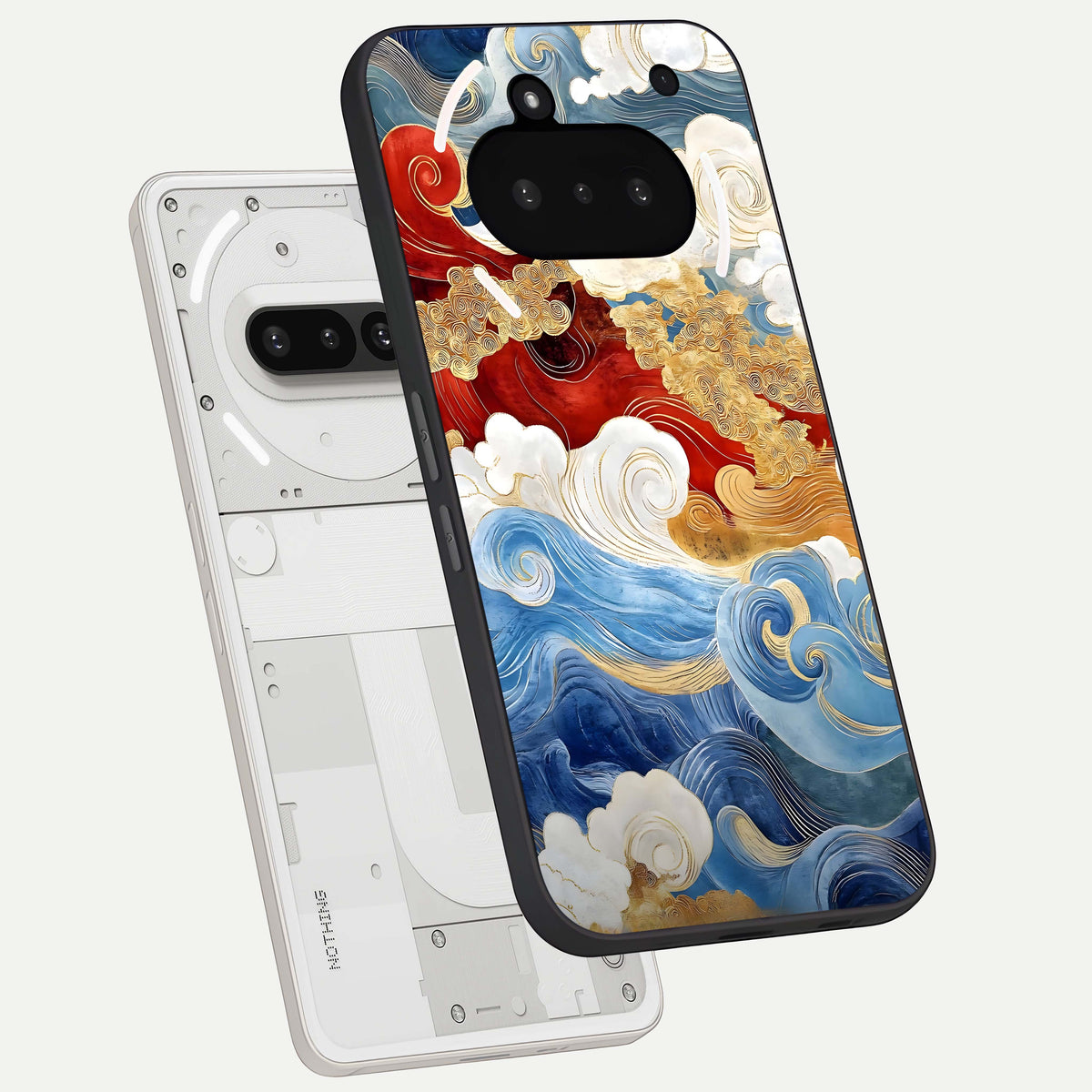  Colored Waves back cover For Nothing Phone 3A slim fit glass case with vibrant aesthetic design