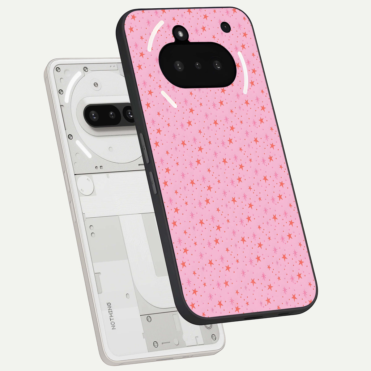  Cosmic Pink Sparkle back cover For Nothing Phone 3A slim fit glass case with vibrant aesthetic design