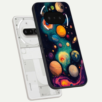  Cosmic Planet Journey back cover For Nothing Phone 3A slim fit glass case with vibrant aesthetic design