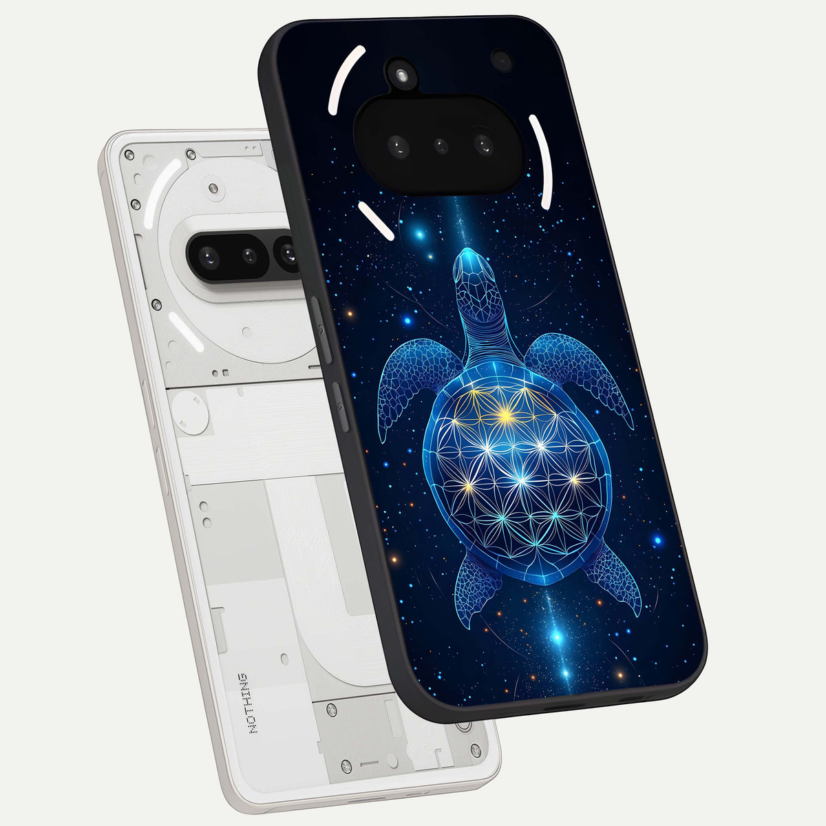  Crimson Blue Turtle back cover For Nothing Phone 3A slim fit glass case with vibrant aesthetic design