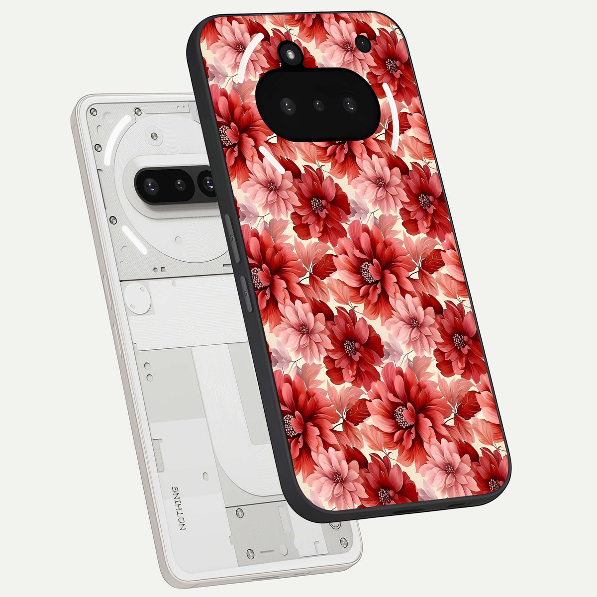  Crimson Love Petals back cover For Nothing Phone 3A slim fit glass case with vibrant aesthetic design