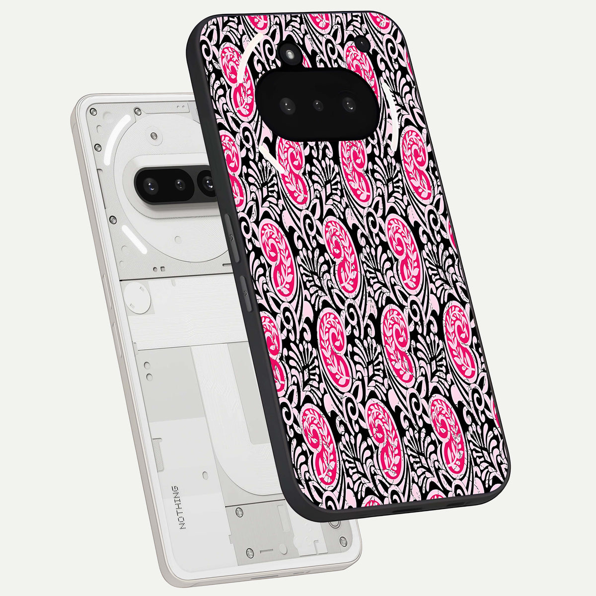  Crimson Paisley Charm back cover For Nothing Phone 3A slim fit glass case with vibrant aesthetic design