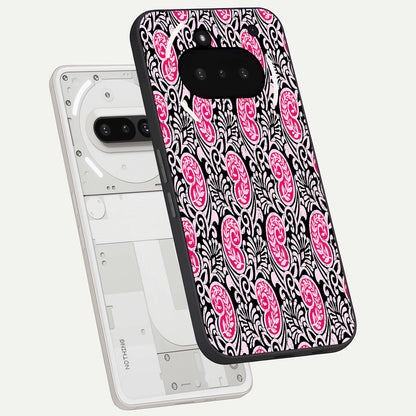 Crimson Paisley Charm back cover For Nothing Phone 3A slim fit glass case with vibrant aesthetic design