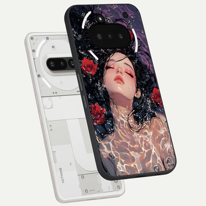  Crimson Rose Serenity back cover For Nothing Phone 3A slim fit glass case with vibrant aesthetic design