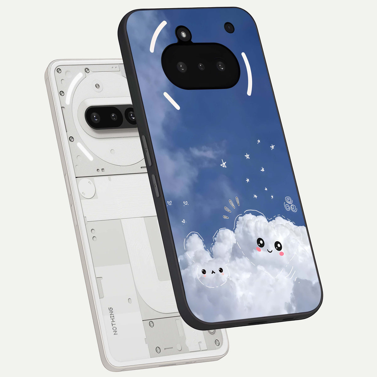  Cute Blossom Cloud back cover For Nothing Phone 3A slim fit glass case with vibrant aesthetic design