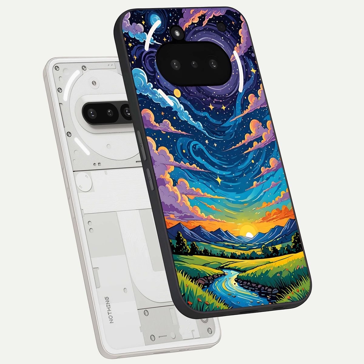  Dreamy Night Landscape back cover For Nothing Phone 3A slim fit glass case with vibrant aesthetic design