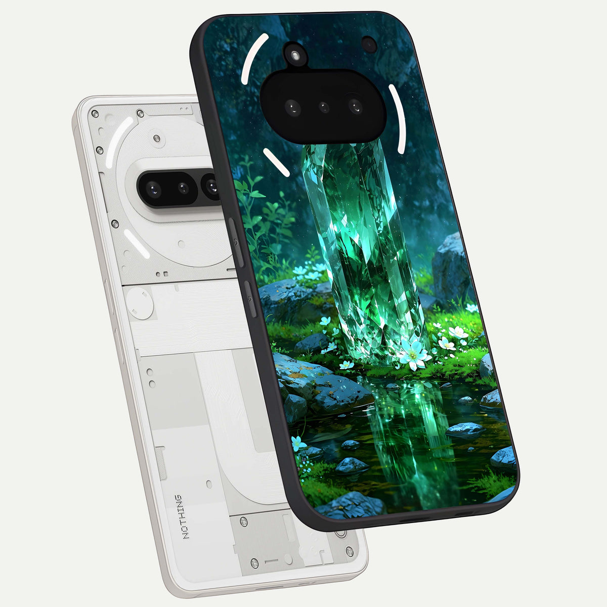  Emerald Light Crystal back cover For Nothing Phone 3A slim fit glass case with vibrant aesthetic design